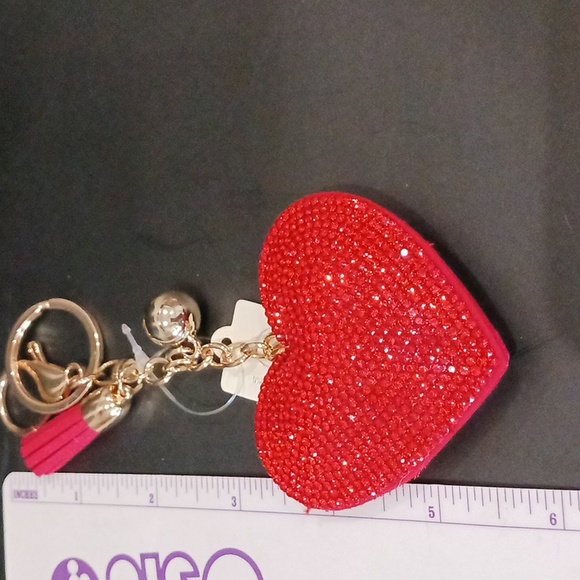 Bling HEART 3D/Puffy Rheinstone Keychain, Handbag / Backpack Purse Charm - Picture 4 of 4